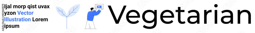 Φωτογραφία Leaf artwork and person holding dietary promotion banner reflect a vegetarian lifestyle and eco-friendly choice