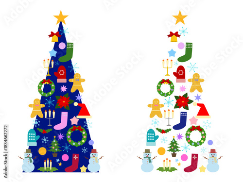 かわいいクリスマスツリーのイラスト（行事19）