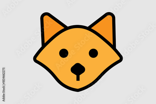 This image is a simple, graphic illustration of a fox or wolf's head. It is drawn in a minimalist, iconographic style.