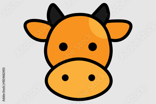 This image is a simple, graphic illustration of a cow or bull's head. The face and broad snout are colored orange.