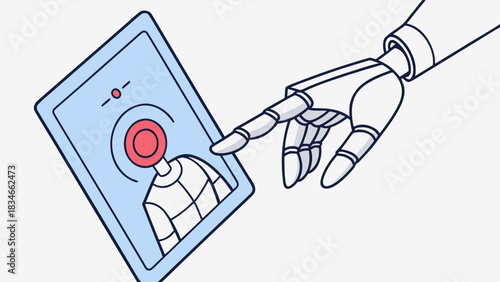 AI Robot Hand Digital Human Interface Interaction with vector illustration