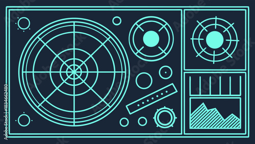 Futuristic Digital Radar Scan UI Display Technology with vector illustration