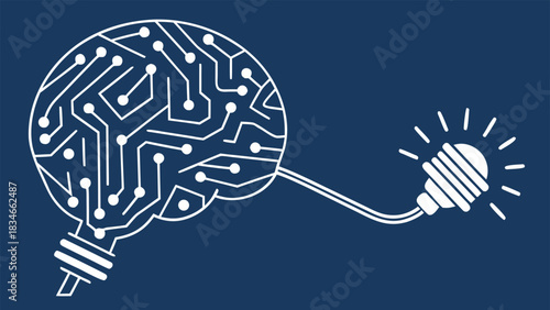 AI Digital Brain Circuit Idea Innovation Technology with vector illustration