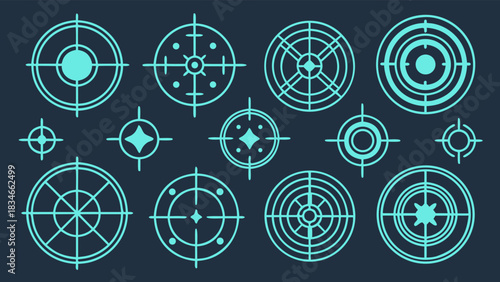 Digital Target Crosshairs Reticles Vector Collection Aim Focus with vector illustration