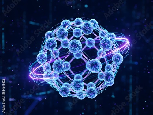 Futuristic 3D Rendering of Molecular Structure Model: Abstract Science and Technology