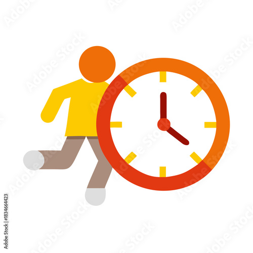 Running Person Silhouette Beside a Clock Icon
