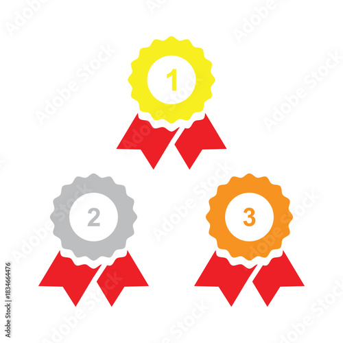 first second third medal icon vector