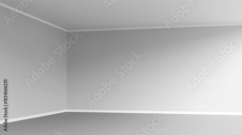 Soft gray studio room background with window with light from window, without any textures vector background.