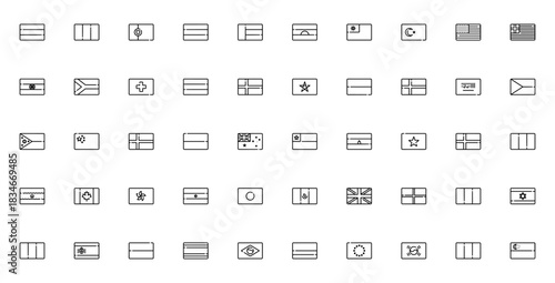 Flags icon set. Vector flag collection. Minimal flatflags pack. Includes Nethelands, Belgium, Portugal, ermany, USA, UK, France, Jpan, China and more. Editale vector illustration.