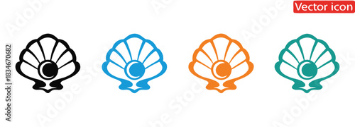Colorful seashell icons for summer designs or creative projects today,Seashell icon vector set. Shell illustration sign collection. Sea life symbol or logo.Seashell and Marine Life Silhouette