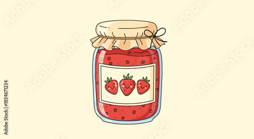 A delicious jar of homemade strawberry jam perfect for your breakfast toast.