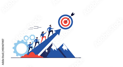 Teamwork collaboration and achieving business goals with determination and strategic planning.