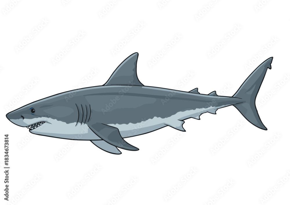 Fototapeta premium Shark vector in AI formats. Modern, bold lines, fully editable. Ideal for logos, ocean themes, diving graphics, and marine predator designs.