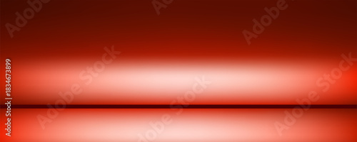 Abstract gradient podium background. Red empty 3d studio backdrop. Clean scene for product presentation. Christmas or New Year mockup template. Vector illustration.