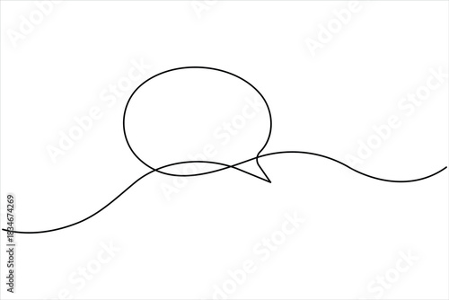 Speech bubble continuous one line art drawing of Empty speech minimalist linear illustration, One line drawing of conversation dialogue bubbles vector