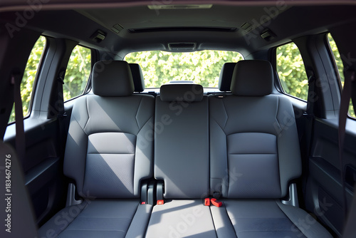 Empty back seats in a modern suv interior