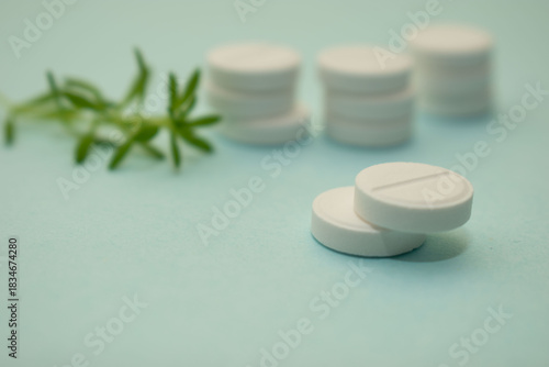 White tablets on clean background