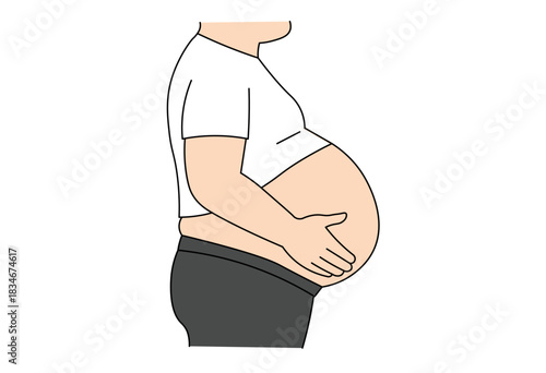 Man Holding Stomach Showing Abdominal Fat Concern