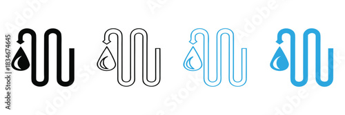 Clean water flows in modern design, four style choices icon,
