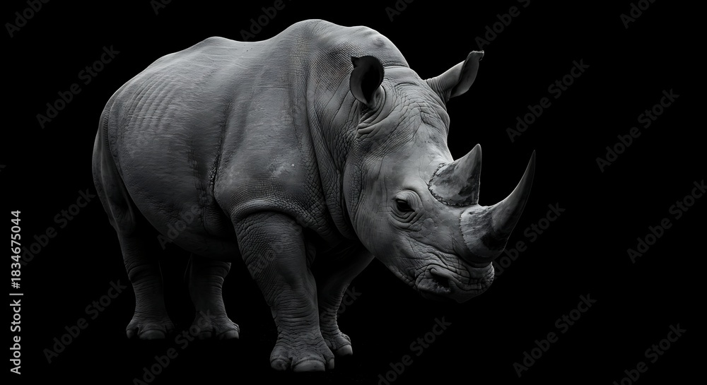 Obraz premium Rhino Portrait - A Powerful Glimpse into Wildlifes Strength and Resilience.