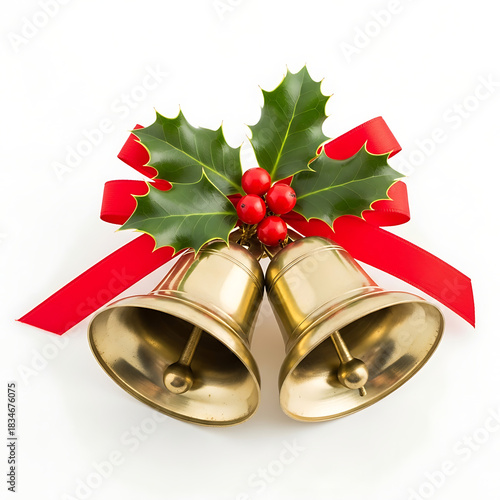 christmas bells with red ribbon	