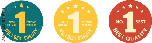 Retro No. 1 Best Quality and Original Premium Product guarantee badges collection isolated PNG with Transparent Background