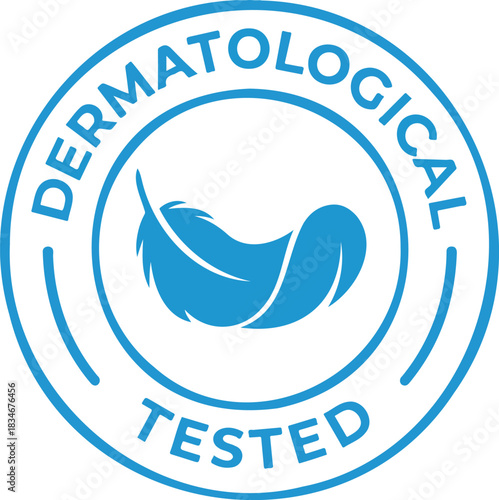 Dermatological Tested stamp icon vector with feather for safe cosmetic skin care product packaging isolated PNG with Transparent Background
