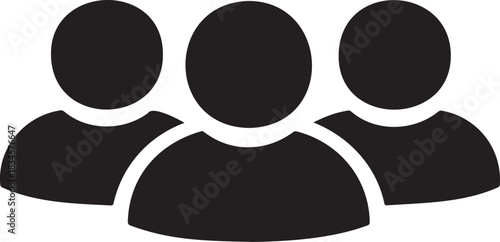 Simple three people group icon for team, users, and community interface design. isolated PNG with Transparent Background