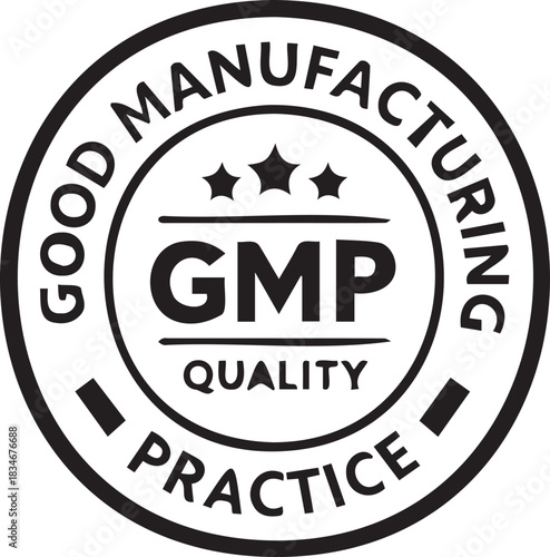 GMP Good Manufacturing Practice quality certification standard stamp vector icon design isolated PNG with Transparent Background