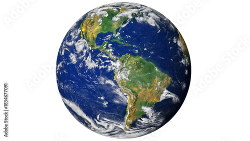 Vector of realistic view of planet earth showing north and south america continents isolated on transparent background
