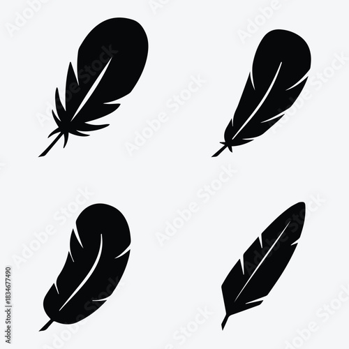 Feather Line Icon Vector Set