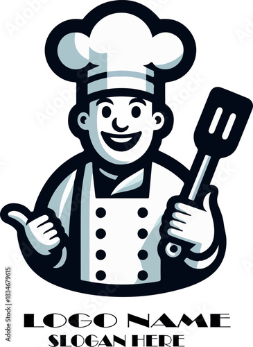 Chef mascot restaurant logo vector .