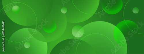 Overlapping Green Gradient Circles Shapes Abstract Background