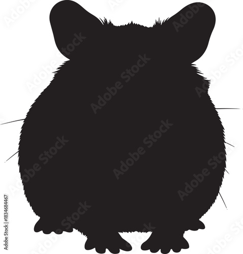 Cute furry animal silhouette graphic illustration, adorable pet design element, fluffy creature vector art, small mammal