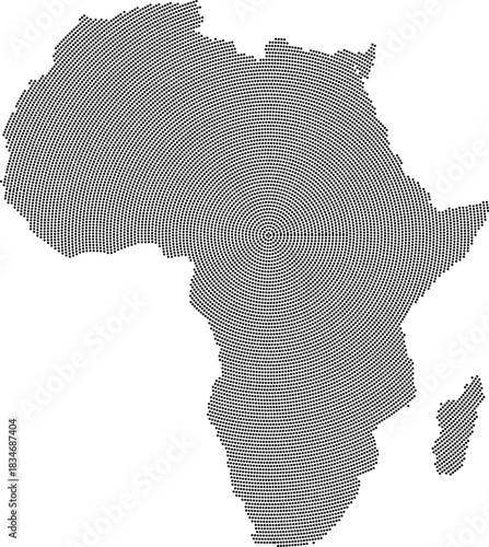 Africa continent geometric round dotted pattern shape vector map. Geometric round dot pattern shape continent of Africa. African border geometric round circle shape map