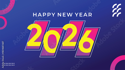Happy New Year 2026 concept background vector illustration web sale discount design template
