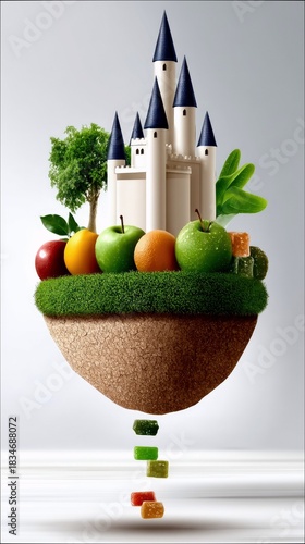 Floating Castle with Fruits and Gummy Candies