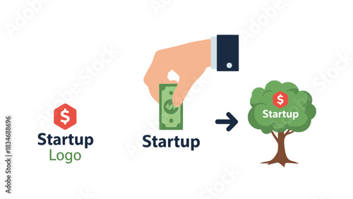 Startup investment vector illustration of growth concept