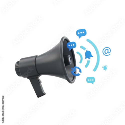 Amplify your message with a dynamic megaphone design announcing news and promotions, ideal for social media marketing and digital communications today