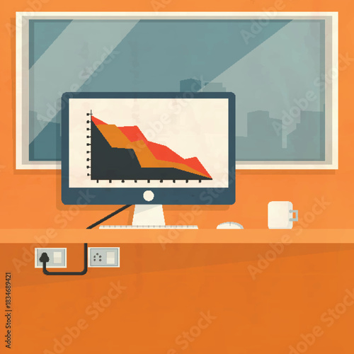 colorful statistical bar on desktop for financial business presentation and publication