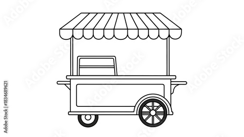 Empty Mobile Food Cart Stand with Canopy and Wheels for Outdoor Vending