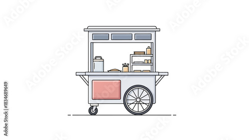 Street Food Cart Vendor Stall Stand Mobile Food Business Concept