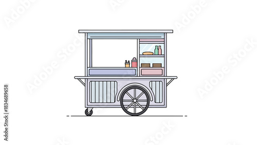 Street Food Cart Illustration Mobile Vendor Stall