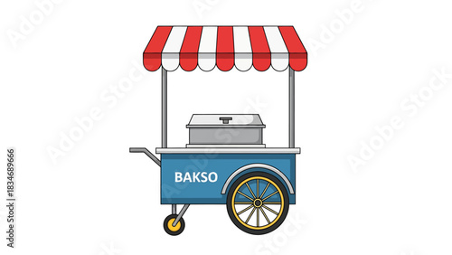 Colorful Food Cart Serving Delicious Street Food Vector Illustration