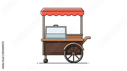 Vintage Style Food Cart Illustration for Street Food Business