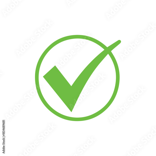 Right check mark green icon. Approved select choose design.
