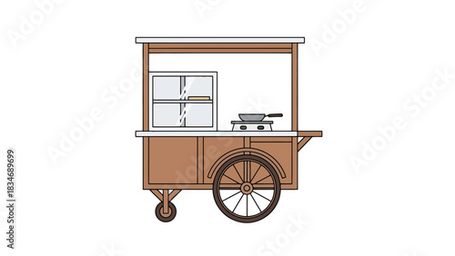 Rustic Food Cart Illustration Savory Street Eats On Wheels