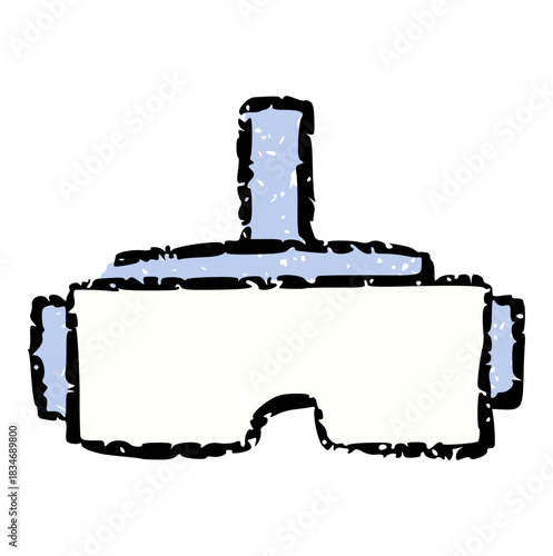 Distressed Hand-Drawn VR Headset Icon - Grunge Style Virtual Reality Goggles Vector for Metaverse, Gaming, Technology, Future, Entertainment, or Digital Experience Concept