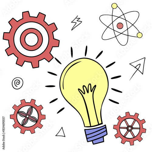 Innovative Idea Concept with Lightbulb and Gears