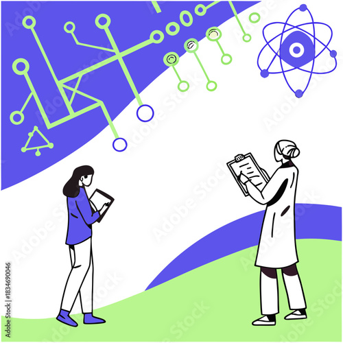 Scientists analyzing molecular structure